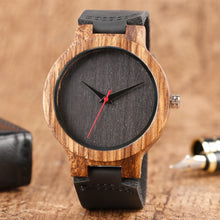 Load image into Gallery viewer, Black/Coffee/Green Dial Natural Bamboo Wood Watch Men Women Genuine Leather Wooden Clock Male hour Reloj de madera