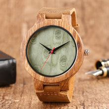 Load image into Gallery viewer, Black/Coffee/Green Dial Natural Bamboo Wood Watch Men Women Genuine Leather Wooden Clock Male hour Reloj de madera