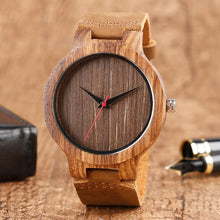 Load image into Gallery viewer, Black/Coffee/Green Dial Natural Bamboo Wood Watch Men Women Genuine Leather Wooden Clock Male hour Reloj de madera