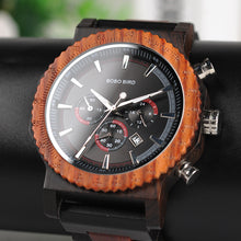 Load image into Gallery viewer, 51mm Big Size Men Watch BOBO BIRD relogio masculino Wooden Quartz Top Luxury Watches for Dad Gift reloj mujer Accept Logo