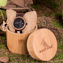 Load image into Gallery viewer, BOBO BIRD Bamboo Wooden Lover Couple Watches Men Show Date Ladies Wristwatch Women Quartz Male bayan kol saati Gift in Wood Box