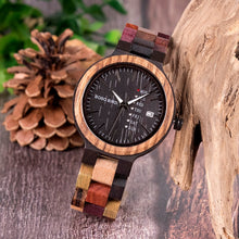 Load image into Gallery viewer, BOBO BIRD Bamboo Wooden Lover Couple Watches Men Show Date Ladies Wristwatch Women Quartz Male bayan kol saati Gift in Wood Box