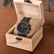 Load image into Gallery viewer, BOBO BIRD Chronograph Men Watch Wooden Luxury Stainless Steel Quartz Wristwatches with Calendar erkek kuvars saatler