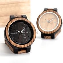 Load image into Gallery viewer, BOBO BIRD LO26-1-2 Men Wristwatches Quartz Movement Complete Calendar Watch Week Display Fashion Erkek Kol Saati