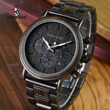 Load image into Gallery viewer, BOBO BIRD Luxury Wood Stainless Steel Men Watch Stylish Wooden Timepieces Chronograph Quartz Watches relogio masculino W-Q26