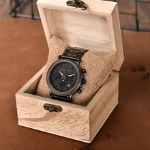Load image into Gallery viewer, BOBO BIRD Luxury Wood Stainless Steel Men Watch Stylish Wooden Timepieces Chronograph Quartz Watches relogio masculino W-Q26