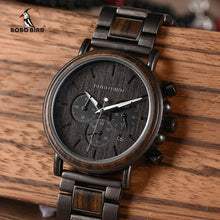 Load image into Gallery viewer, BOBO BIRD Luxury Wood Stainless Steel Men Watch Stylish Wooden Timepieces Chronograph Quartz Watches relogio masculino W-Q26