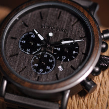 Load image into Gallery viewer, BOBO BIRD Luxury Wood Stainless Steel Men Watch Stylish Wooden Timepieces Chronograph Quartz Watches relogio masculino W-Q26