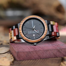 Load image into Gallery viewer, BOBO BIRD Men Watch Luxury Brand Wood Timepieces Week Date Display Quartz Watches Great Gifts relogio masculino Drop Shipping