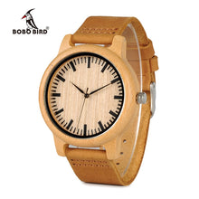 Load image into Gallery viewer, BOBO BIRD Mens Watches Top Brand Luxury Women Watch Wood Bamboo Wristwatches with Leather Strap relogio masculino DROP SHIPPING