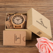 Load image into Gallery viewer, BOBO BIRD Mens Watches Top Brand Luxury Women Watch Wood Bamboo Wristwatches with Leather Strap relogio masculino DROP SHIPPING