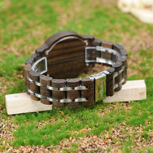 Load image into Gallery viewer, BOBO BIRD P19 Wooden Mens Quartz Watches Date Display Business Watch Ebony &amp; Zebrawood Options Valentines Gift