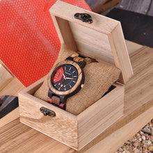 Load image into Gallery viewer, BOBO BIRD Relogio Masculino Wooden Watch Men Luxury Date Display Wood Japanese Quartz Watches Men's Great Gift erkek kol saati