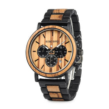 Load image into Gallery viewer, BOBO BIRD Unique Dial Stopwatch Bamboo Wooden Watches Men Wrist Watch With Date Create clock Gift In Wood Box saat erkek