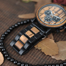 Load image into Gallery viewer, BOBO BIRD Unique Dial Stopwatch Bamboo Wooden Watches Men Wrist Watch With Date Create clock Gift In Wood Box saat erkek