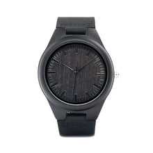 Load image into Gallery viewer, BOBO BIRD WD26 Mens Design Brand Luxury Black Wooden Watches Real Leather Quartz Watch for Men Natural Ebony Wood Drop Shipping