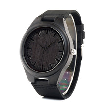 Load image into Gallery viewer, BOBO BIRD WD26 Mens Design Brand Luxury Black Wooden Watches Real Leather Quartz Watch for Men Natural Ebony Wood Drop Shipping