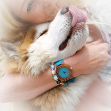 Load image into Gallery viewer, BOBO BIRD Women Watches Zebra Wooden Timepieces Turquoise Blue Men Watch Lovers Great Gifts Relogio Masculino Drop Shipping