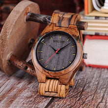 Load image into Gallery viewer, BOBO BIRD Wood Men Watch erkek kol saati Fashion Luxury Design Watches Women Wooden and Agate Inlay Case relogio masculino V-Q05