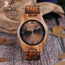 Load image into Gallery viewer, BOBO BIRD Wood Men Watch erkek kol saati Fashion Luxury Design Watches Women Wooden and Agate Inlay Case relogio masculino V-Q05