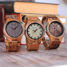 Load image into Gallery viewer, BOBO BIRD Wood Men Watch erkek kol saati Fashion Luxury Design Watches Women Wooden and Agate Inlay Case relogio masculino V-Q05