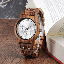 Load image into Gallery viewer, BOBO BIRD Wood Watches Men Business Luxury Stop Watch Color Optional with Wood Stainless Steel Band V-P19