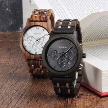Load image into Gallery viewer, BOBO BIRD Wood Watches Men Business Luxury Stop Watch Color Optional with Wood Stainless Steel Band V-P19