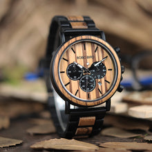 Load image into Gallery viewer, BOBO BIRD Wooden Men Watch Relogio Masculino Luminous Luxury Top Brand Chronograph Watches erkek kol saati Drop Shipping