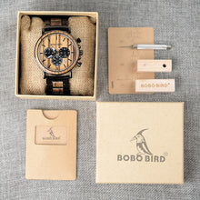 Load image into Gallery viewer, BOBO BIRD Wooden Men Watch Relogio Masculino Luminous Luxury Top Brand Chronograph Watches erkek kol saati Drop Shipping