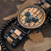 Load image into Gallery viewer, BOBO BIRD Wooden Men Watches Relogio Masculino Top Brand Luxury Stylish Chronograph Military Watch Great Gift for Man OEM