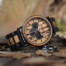 Load image into Gallery viewer, BOBO BIRD Wooden Men Watches Relogio Masculino Top Brand Luxury Stylish Chronograph Military Watch Great Gift for Man OEM