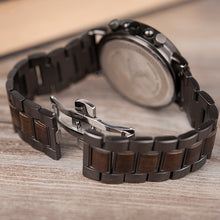 Load image into Gallery viewer, BOBO BIRD Wooden Stainless Steel Watch Men Water Resistant Timepieces Chronograph Quartz Watches relogio masculino Men's Gifts