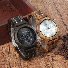 Load image into Gallery viewer, BOBO BIRD Wooden Watch Men relogio masculino Wood Metal Strap Chronograph Date Quartz Watches Luxury Versatile.