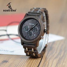 Load image into Gallery viewer, BOBO BIRD Wooden Watch Men relogio masculino Wood Metal Strap Chronograph Date Quartz Watches Luxury Versatile.