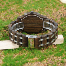 Load image into Gallery viewer, BOBO BIRD Wooden Watch Men relogio masculino Wood Metal Strap Chronograph Date Quartz Watches Luxury Versatile.