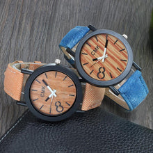 Load image into Gallery viewer, Fashion Luxury Imitation Wood Grain Watch Men Women Simple Casual Leather Clocks Mens Watches Couple Sports Quartz Wristwatch
