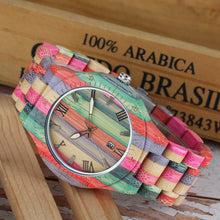 Load image into Gallery viewer, Men Women Fashion Colorful Wood Bamboo Watch Quartz Analog Handmade Full Wooden Bracelet Luxury Wristwatches  Gifts for Lovers