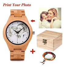Load image into Gallery viewer, Personality Creative Design Customers Photos UV Printing Customize Wooden Watch Customization Laser Print OEM Great Gift Watches