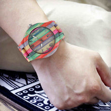 Load image into Gallery viewer, Unique Colorful Men Bamboo Watches Lovers Handmade Natural Wooden Bracelet Quartz Analog Luxury Wristwatches Ideal Gifts Items
