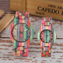 Load image into Gallery viewer, Unique Colorful Men Bamboo Watches Lovers Handmade Natural Wooden Bracelet Quartz Analog Luxury Wristwatches Ideal Gifts Items