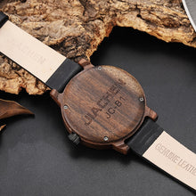 Load image into Gallery viewer, Unique Compass Turntable Number Design Mens Wooden Watch Men Brown Wood Leather Band Creative Natural Wood Wrist Watches Relogio