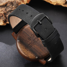 Load image into Gallery viewer, Unique Compass Turntable Number Design Mens Wooden Watch Men Brown Wood Leather Band Creative Natural Wood Wrist Watches Relogio