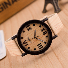 Load image into Gallery viewer, Wooden Quartz Men Watches Casual Wooden Color Leather Strap Watch Wood Male Wristwatch Relojes Relogio Masculino Drop Ship