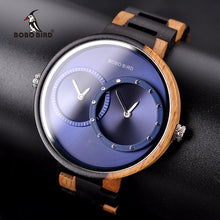 Load image into Gallery viewer, relogio masculino BOBO BIRD Watch Men 2 Time Zone Wooden Quartz Watches Women Design Men's Gift Wristwatches In Wooden Box W-R10