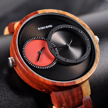 Load image into Gallery viewer, relogio masculino BOBO BIRD Watch Men 2 Time Zone Wooden Quartz Watches Women Design Men's Gift Wristwatches In Wooden Box W-R10