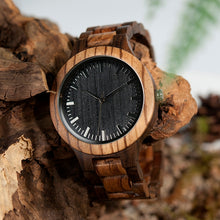 Load image into Gallery viewer, relogio masculino BOBO BIRD Wood Men Watch Zabra Wooden Timepieces Quartz Watches for Men Watch in Gift Box Accept Drop Shipping