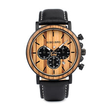 Load image into Gallery viewer, BOBO BIRD Wooden Men Watch Relogio Masculino Luminous Luxury Top Brand Chronograph Watches erkek kol saati Drop Shipping