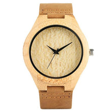 Load image into Gallery viewer, Black/Coffee/Green Dial Natural Bamboo Wood Watch Men Women Genuine Leather Wooden Clock Male hour Reloj de madera