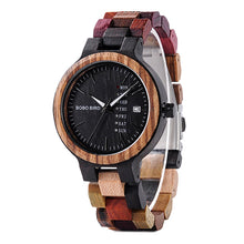Load image into Gallery viewer, BOBO BIRD Men Watch Luxury Brand Wood Timepieces Week Date Display Quartz Watches Great Gifts relogio masculino Drop Shipping