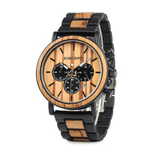 Load image into Gallery viewer, BOBO BIRD Unique Dial Stopwatch Bamboo Wooden Watches Men Wrist Watch With Date Create clock Gift In Wood Box saat erkek